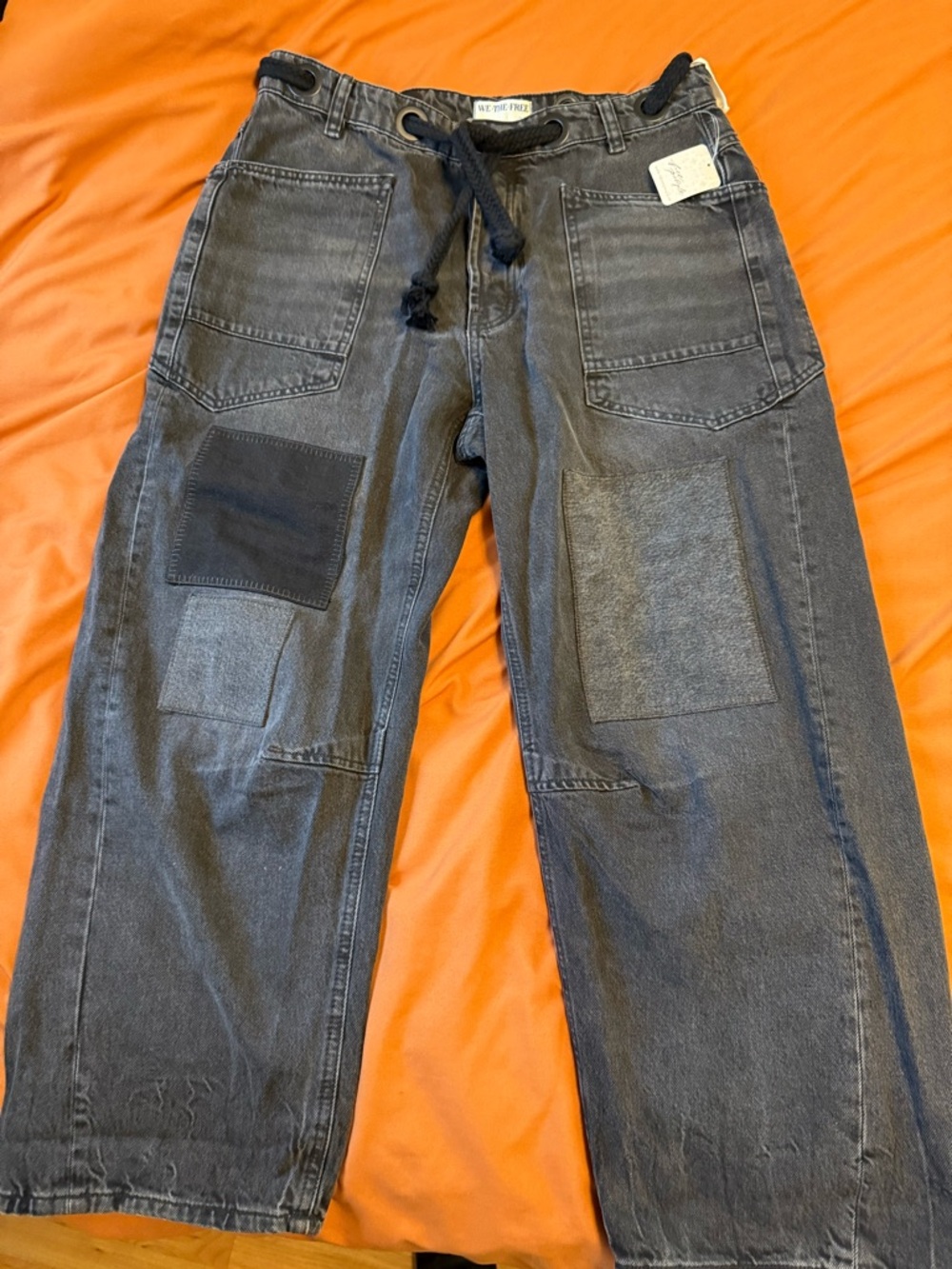We The Free Black/Charcoal Moxie Low Slung Pull-On Barrel Pants